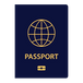 Passport with a globe emblem on a white background