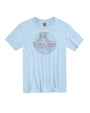 Light blue t-shirt with classic distressed Bubba Gump logo.