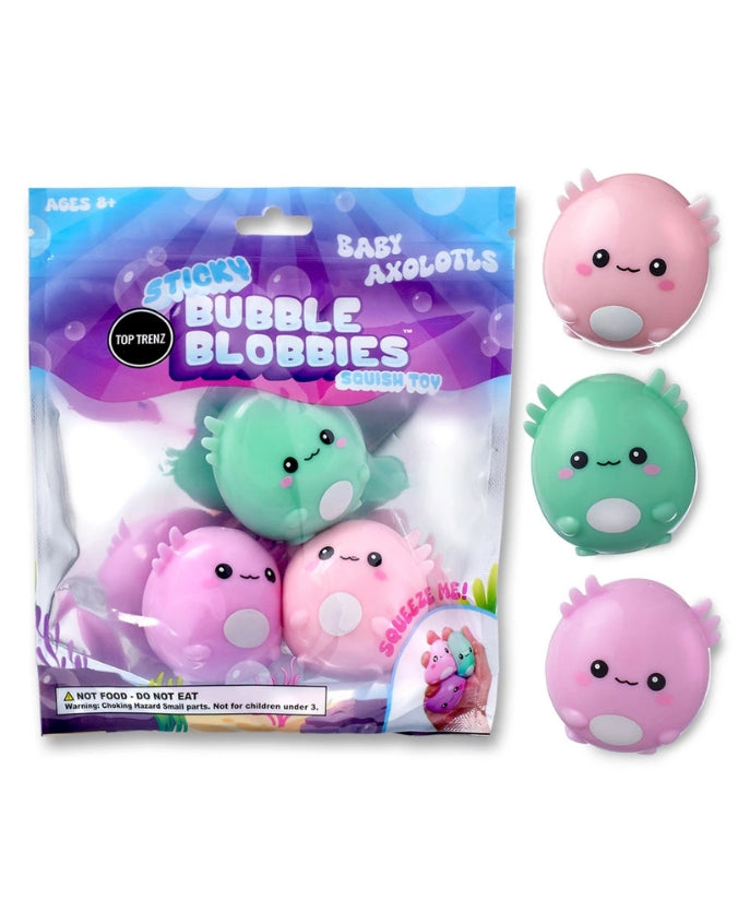 Top Trenz | Sticky Bubble Blobbies Baby Axolotls | Fidget Toy 3-Pack