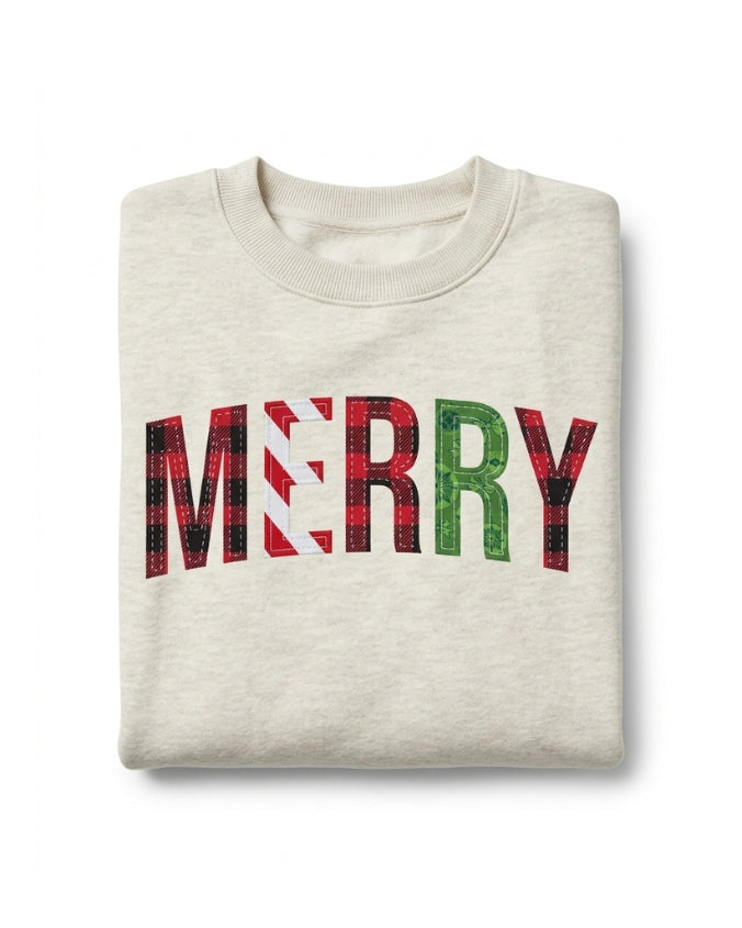 PRE-ORDER | Holiday Collection | Merry Patchwork | Adult Crewneck