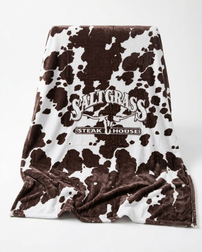 Saltgrass | Classic Logo Cowhide Print | Plush Blanket