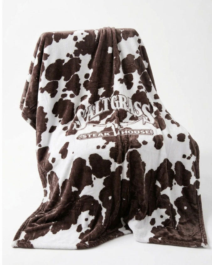 Saltgrass | Classic Logo Cowhide Print | Plush Blanket