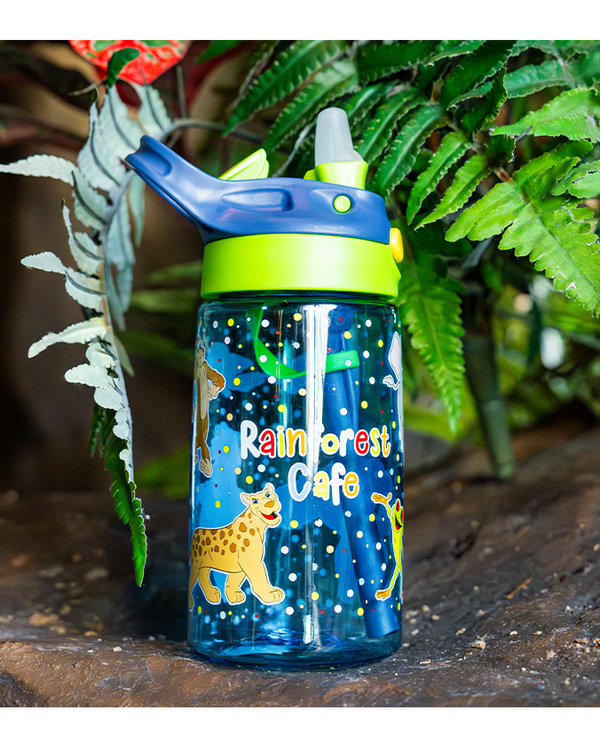 Rainforest Cafe | Tritan Straw Water Bottle | Blue/Green