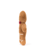 Side view stuffed gingerbread man toy on a white background